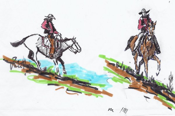 Study of Men on Horses